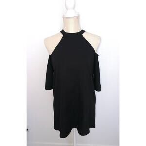 Monrow Black Cold Shoulder Oversized T-Shirt - S